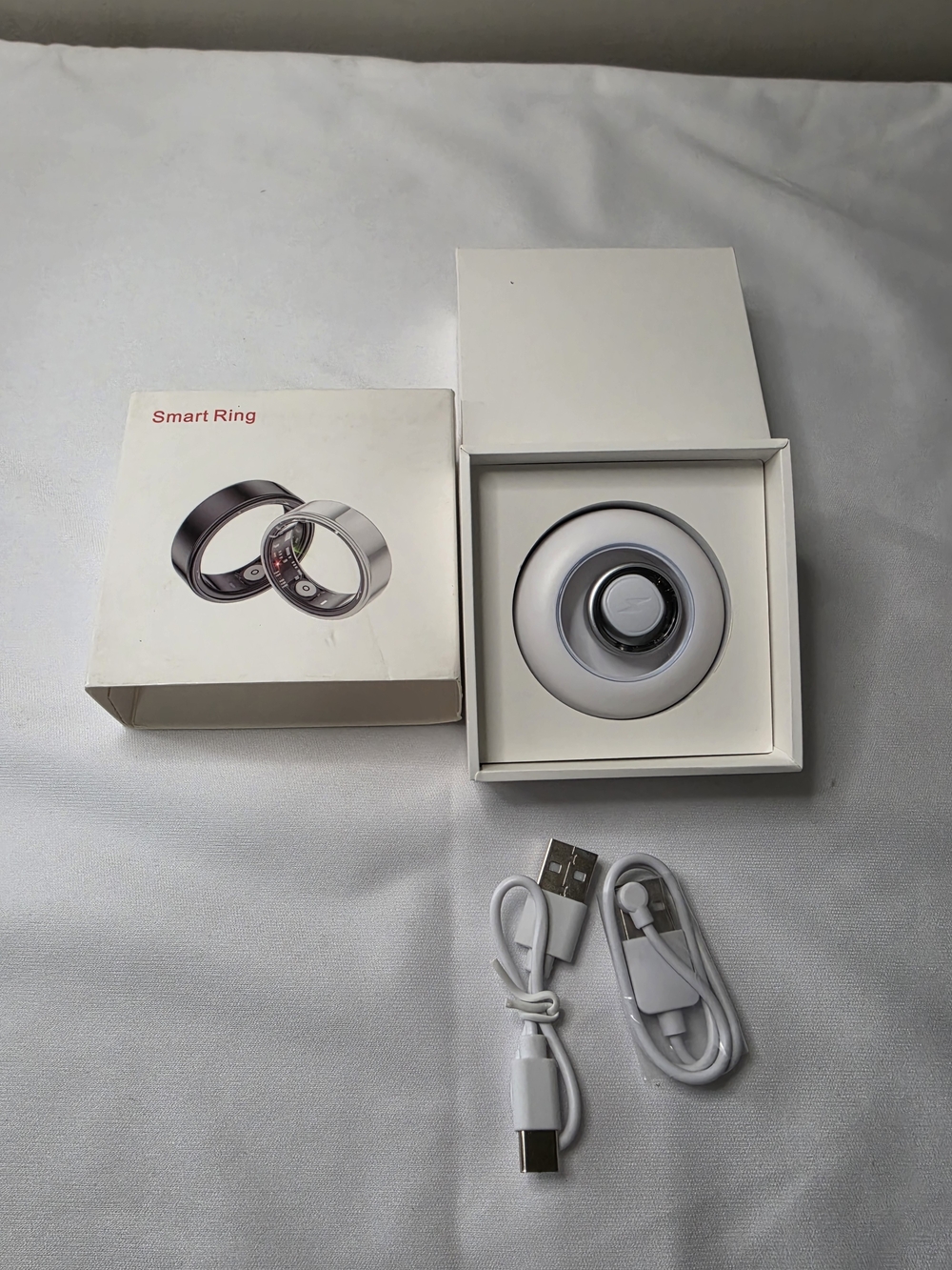 New JRing Smart Ring Fitness & Sleep Tracker - Silver Size 7 with Charger NIB